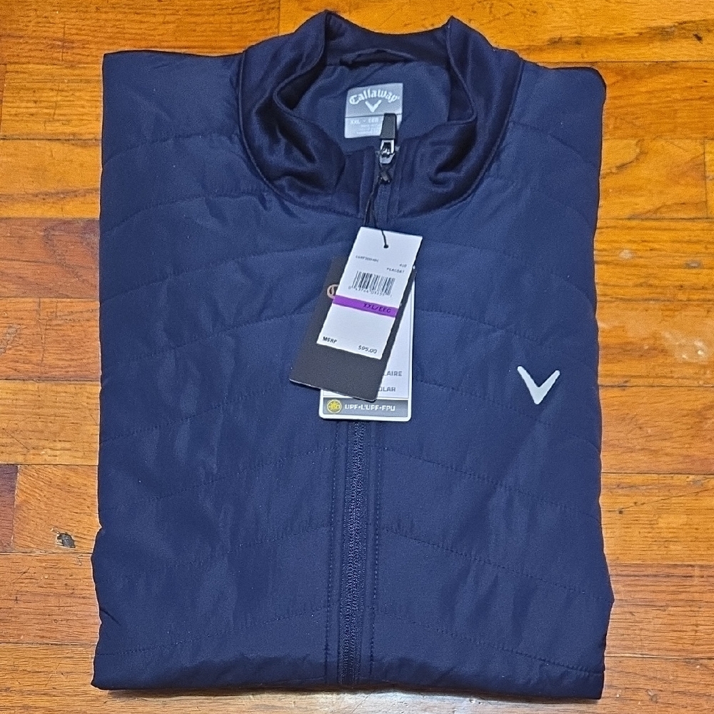 Callaway Golf XXL Full Zip Quilted Jacket Peacoat Blue UPF 50- NWT CGRFD0D4BC - Picture 3 of 9